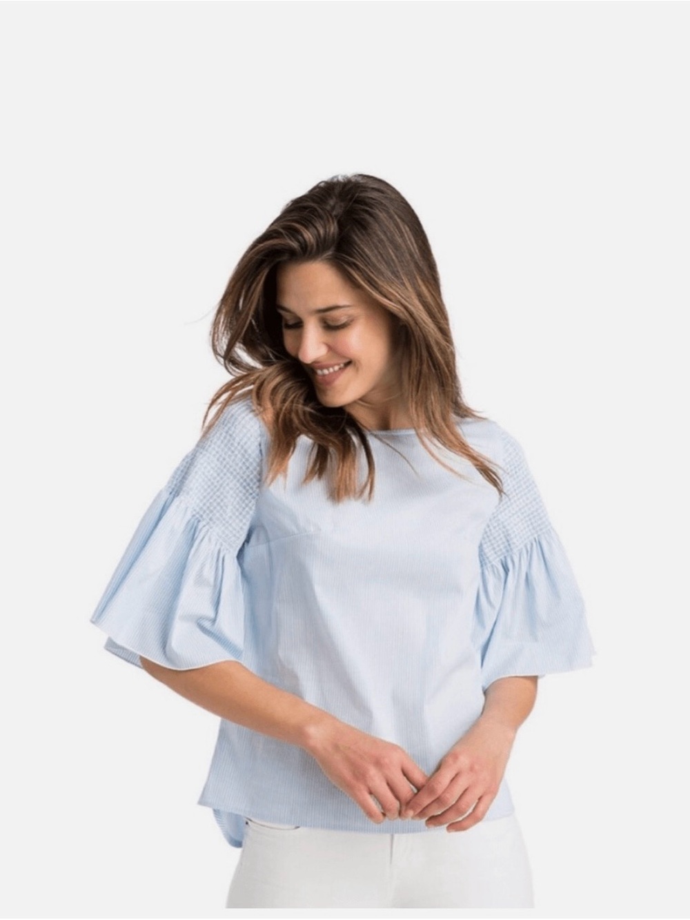 Vineyard Vines Light Blue Bell Sleeve Blouse